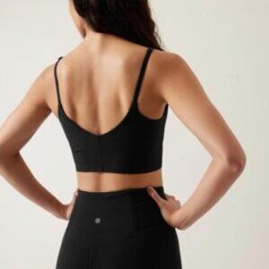 Athleta Elation 2 in 1 Sports Bra Crop Tank Longline Top Black Size Medium